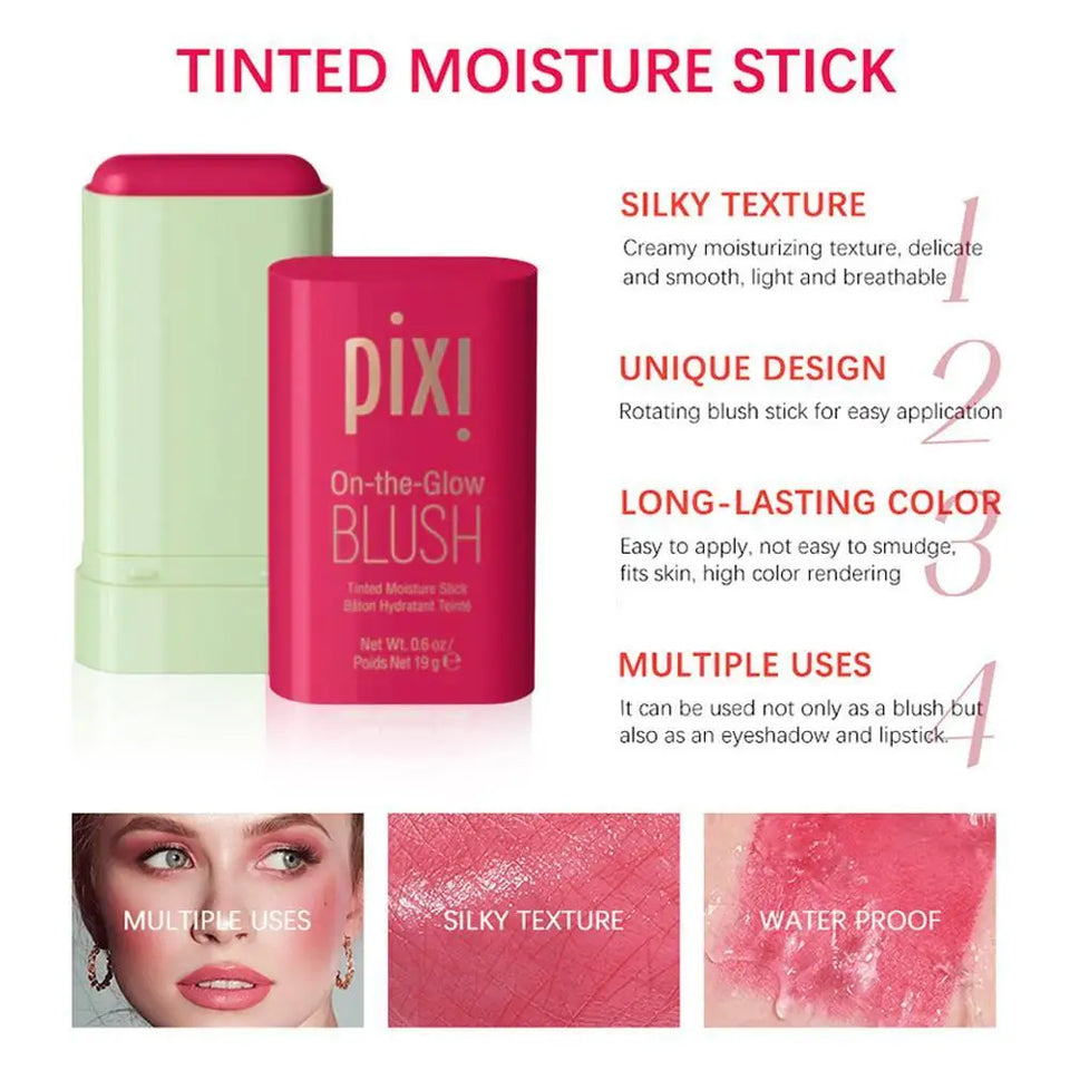 Multi-function Blush Stick Easy Tinted Makeup Rouge Blusher Cream Waterproof Long Lasting Rendering Brightening Skin Tone