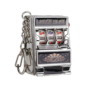 Mini Gambling Slot Machine Key Chains Creative Arcade Pocket Fruit Lucky Jackpot Gadget Antistress Toy Funny Games Keychain Ring