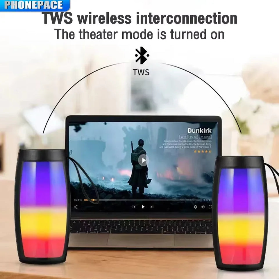 Bluetooth Wireless Speakers Powerful Portable Sound Box Subwoofer Car Audio Bass MP3 Player Sound System LED Lights