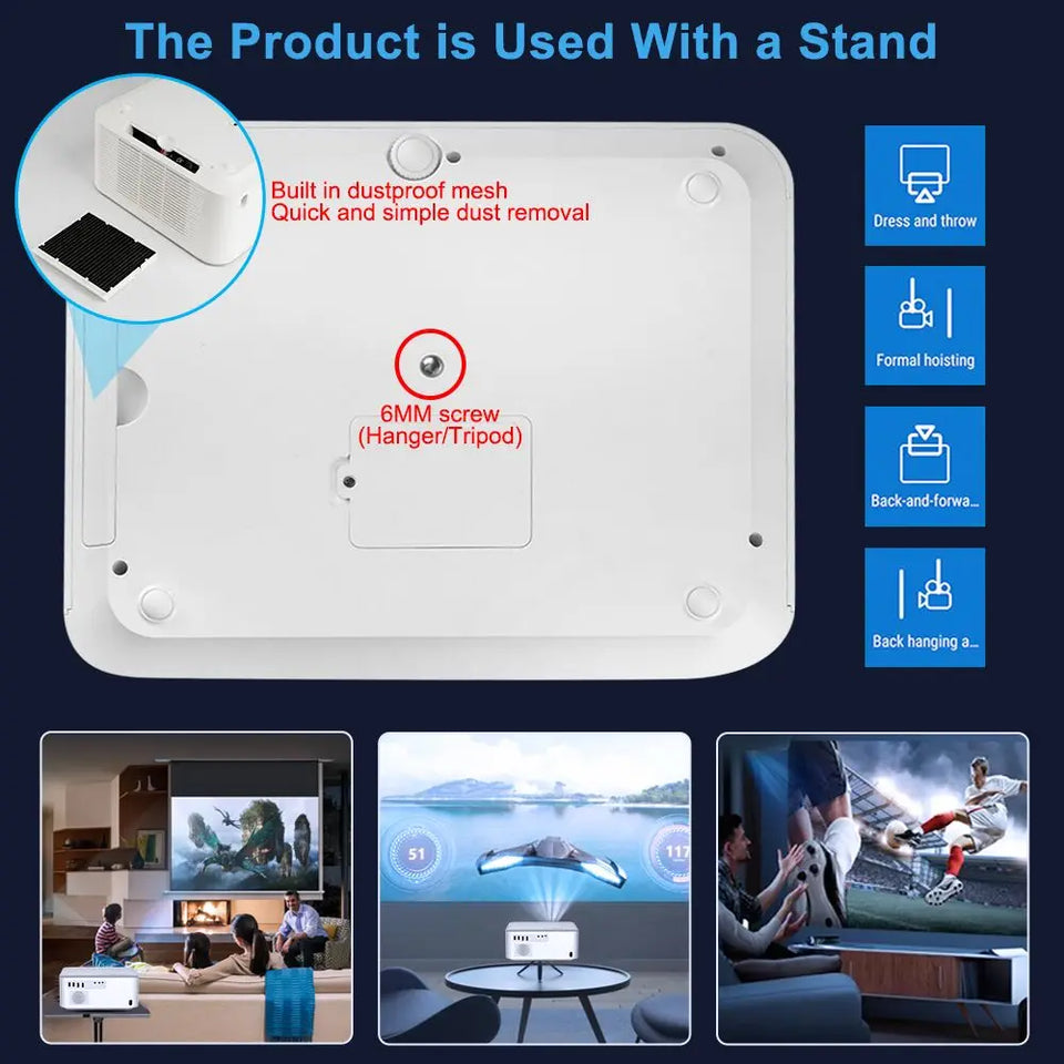 ThundeaL Portable Mini Projector TD92 Pro FHD 1080P Full HD Beam 4K Video WiFi Android Projector TD92Pro 3D Movie Home Theater