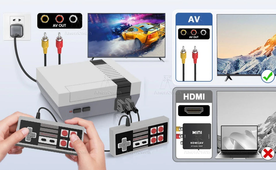 Newest 620 Games Retro TV Video Game Console Classic Emulator Two Players Family Entertainment Gaming Machine with 2 Controllers