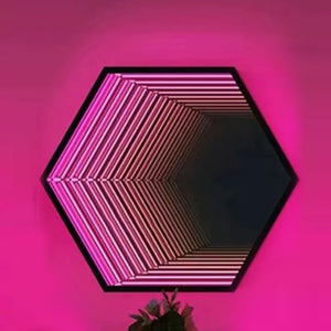 Round RGB Infinite mirror neon sign mirror party bedroom bar flexible light strip mirror stainless steel acrylic mirror decor