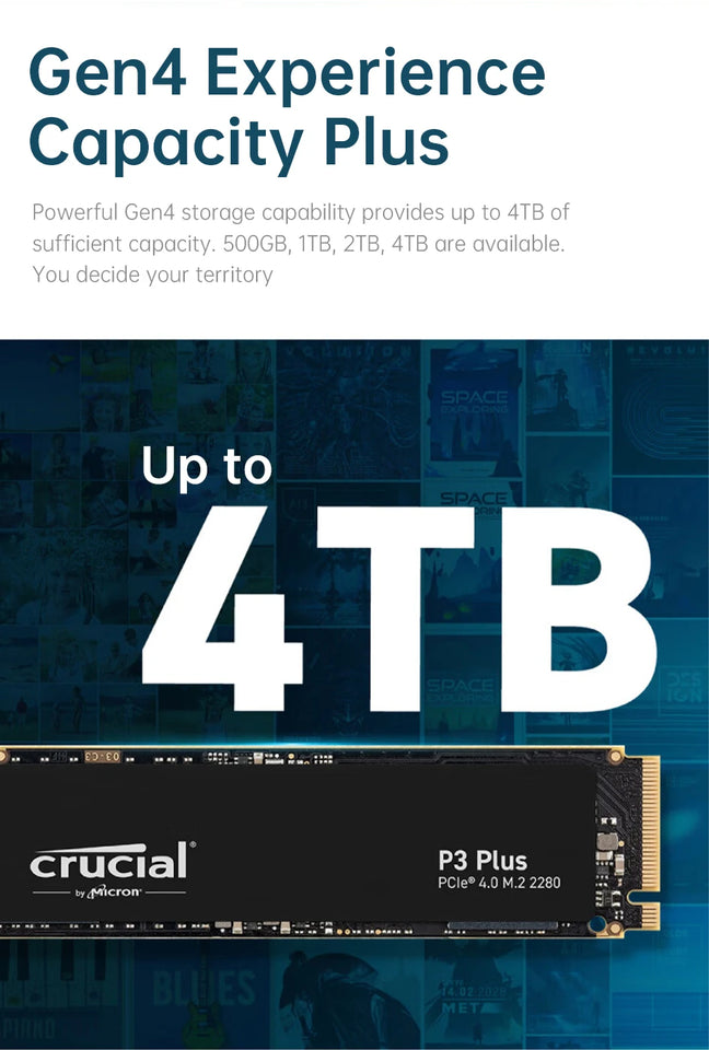 Crucial 5000MB/s SSD NVMe M.2 2280 1TB 2TB 4TB Internal Solid State Hard Disk M2 PCIe 4.0x4 2280 SSD Drive for PS5 Laptop PC