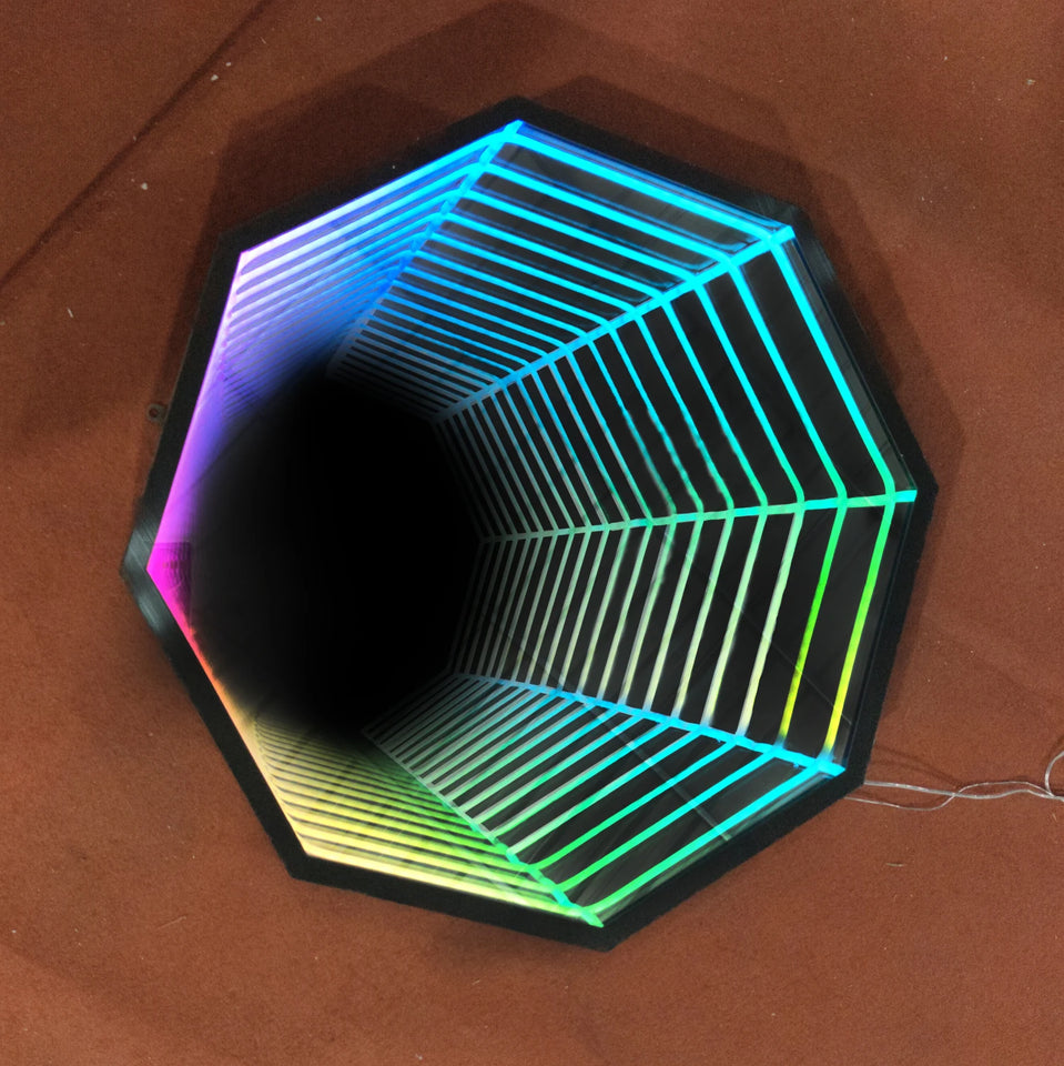 Round RGB Infinite mirror neon sign mirror party bedroom bar flexible light strip mirror stainless steel acrylic mirror decor