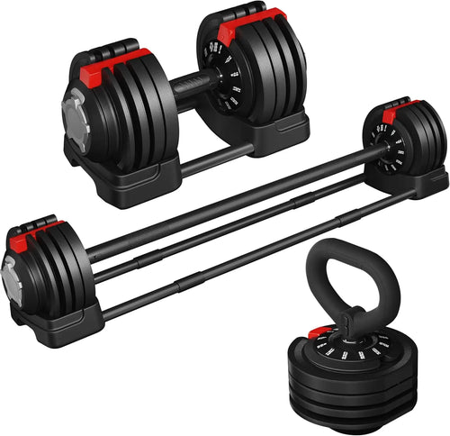 Adjustable Dumbbell Set Free Weight Dumbbells 52.5lbs/90lbs Fast Adjust Dumbbells Dumbbell Weight Set, with Tray for Men/W