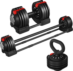 Adjustable Dumbbell Set Free Weight Dumbbells 52.5lbs/90lbs Fast Adjust Dumbbells Dumbbell Weight Set, with Tray for Men/W