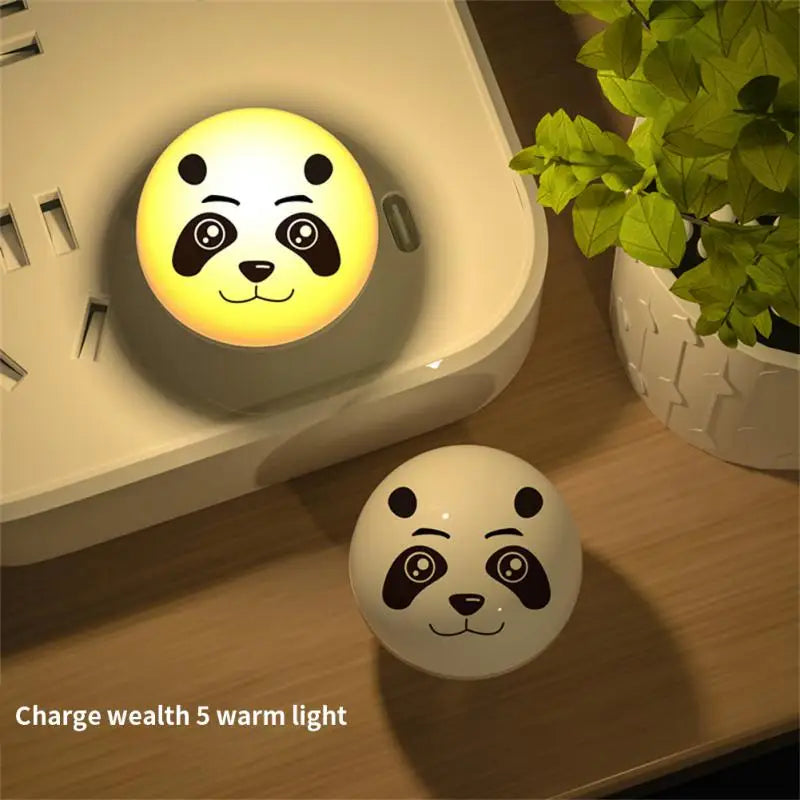 USB Plug LED Night Light Cartoon Expression Panda Mini Portable Night Lights Eye Protection Reading Book Lamp For Bedroom