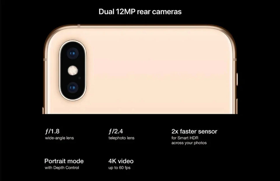 Original Apple iPhone XS Mobile Cell Phone 5.8" RAM 4GB ROM 64GB/256GB A12 Bionic 4G LTE Unlocked Cellphone Face ID Working