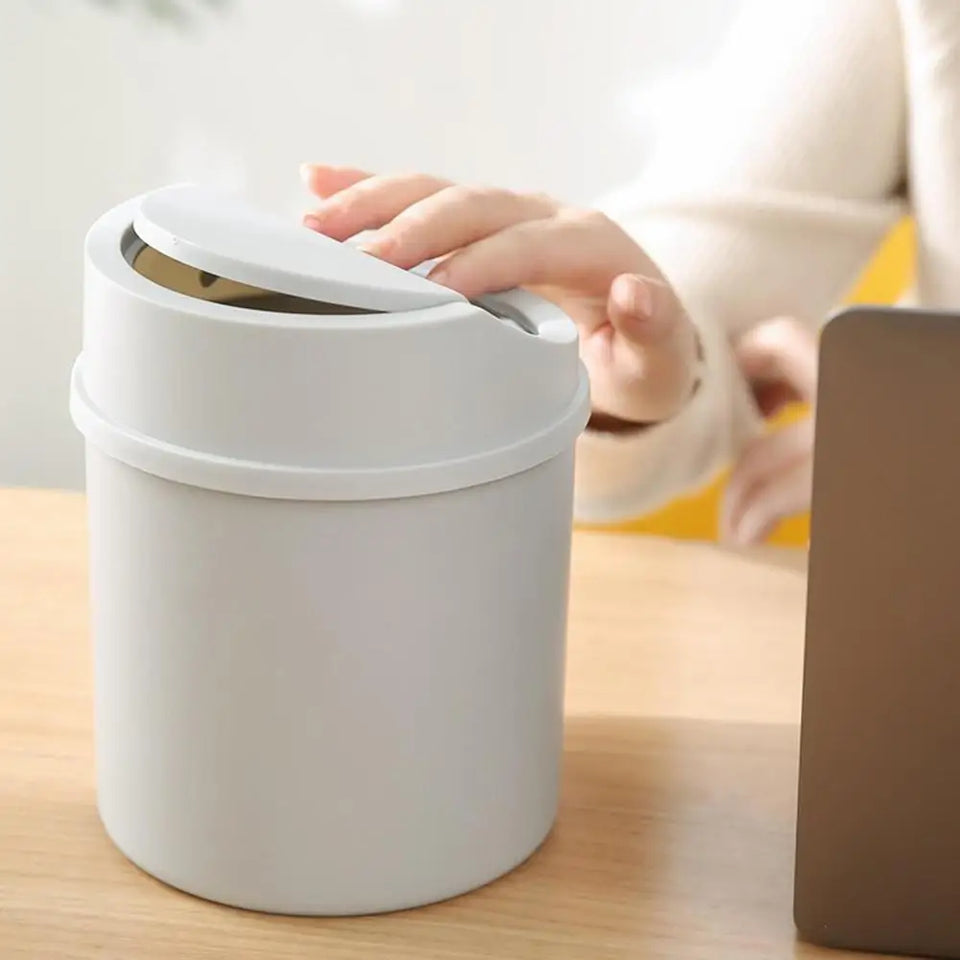 universal Waste Bin with Lid Desktop Office Organizer Storage Home Garbage Basket Container Table Trash Bin Small Trash Can