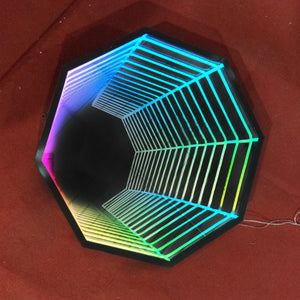 Round RGB Infinite mirror neon sign mirror party bedroom bar flexible light strip mirror stainless steel acrylic mirror decor