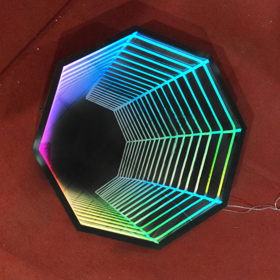 Round RGB Infinite mirror neon sign mirror party bedroom bar flexible light strip mirror stainless steel acrylic mirror decor