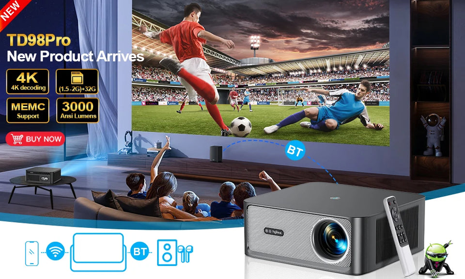 ThundeaL Portable Mini Projector TD92 Pro FHD 1080P Full HD Beam 4K Video WiFi Android Projector TD92Pro 3D Movie Home Theater