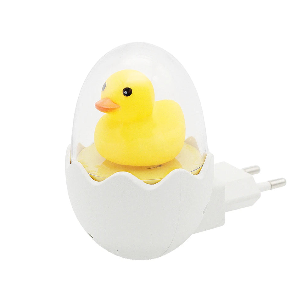 EU Plug 220V Wall Socket Lamps LED Night Light Control Sensor Cute Yellow Duck Bedroom Lamp Gift for Children