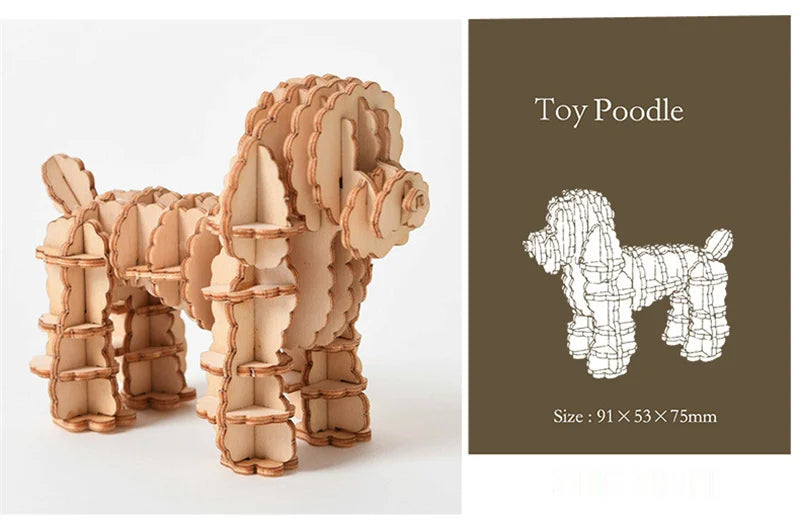 DIY 3D Wooden Puzzle Model Animal Montessori Toys for Children Crafts Dachshund Skeleton Assembly Gift Set for Kids Adults Teens
