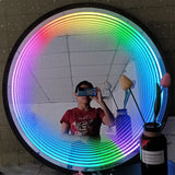 Round RGB Infinite mirror neon sign mirror party bedroom bar flexible light strip mirror stainless steel acrylic mirror decor