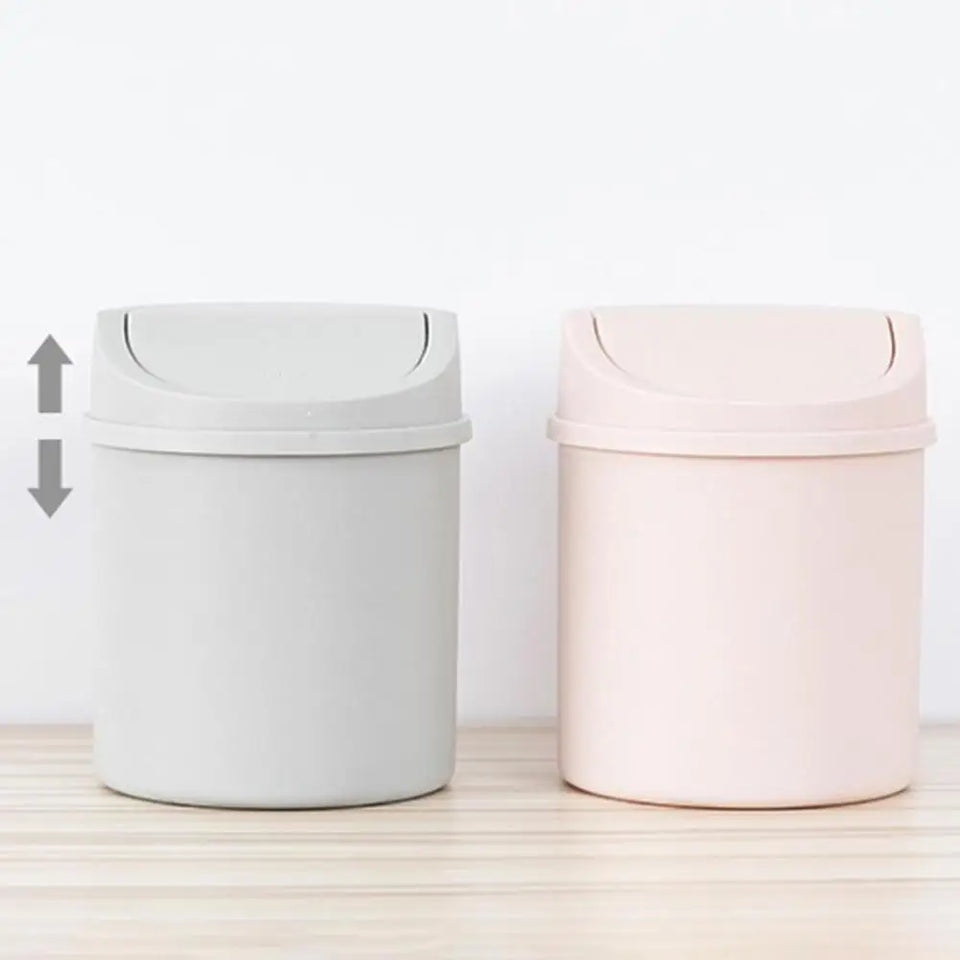 universal Waste Bin with Lid Desktop Office Organizer Storage Home Garbage Basket Container Table Trash Bin Small Trash Can