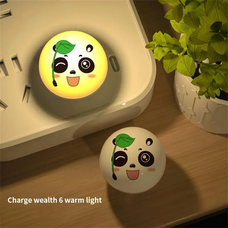 USB Plug LED Night Light Cartoon Expression Panda Mini Portable Night Lights Eye Protection Reading Book Lamp For Bedroom