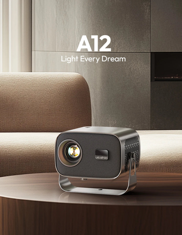 VEVSHAO A12 Projector Mini Portable  LED Video Android 13.0 WIFI 6 Mirror SmartPhone for 1080P 4K Video Home Cinema Projector