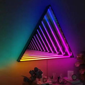 Round RGB Infinite mirror neon sign mirror party bedroom bar flexible light strip mirror stainless steel acrylic mirror decor