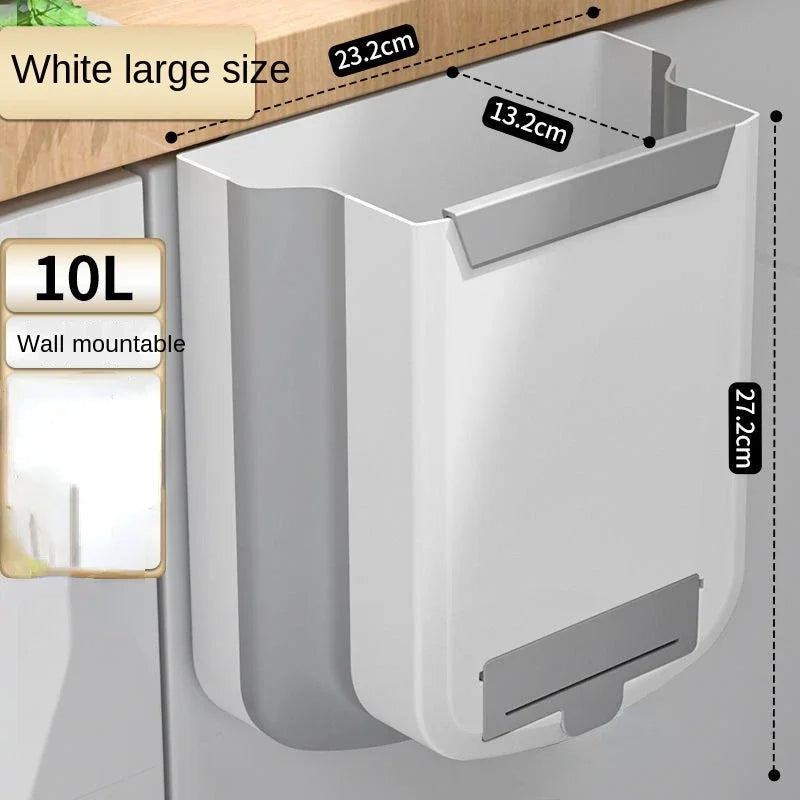 9L Folding Waste Bins Kitchen Garbage Bin Foldable Car Trash Can Wall Mounted Trashcan for Bathroom Toilet Waste Storage Bucket