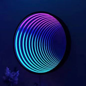 Round RGB Infinite mirror neon sign mirror party bedroom bar flexible light strip mirror stainless steel acrylic mirror decor