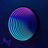 Round RGB Infinite mirror neon sign mirror party bedroom bar flexible light strip mirror stainless steel acrylic mirror decor
