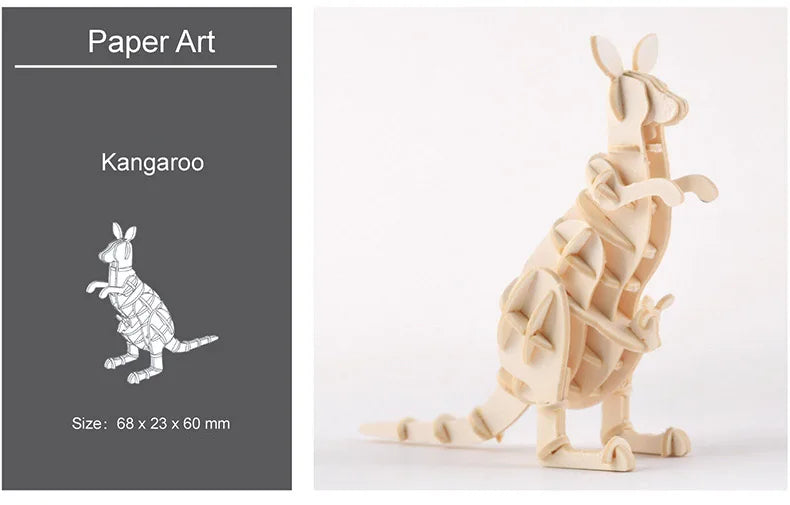 DIY 3D Wooden Puzzle Model Animal Montessori Toys for Children Crafts Dachshund Skeleton Assembly Gift Set for Kids Adults Teens
