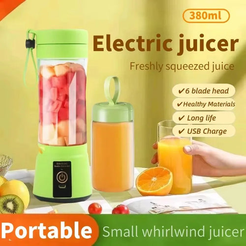 380ml Electric Juicer Portable Smoothie Blender USB Rechargeable Food Processor Fruit Mixer Machine Kitchen Mini Juicer Blender
