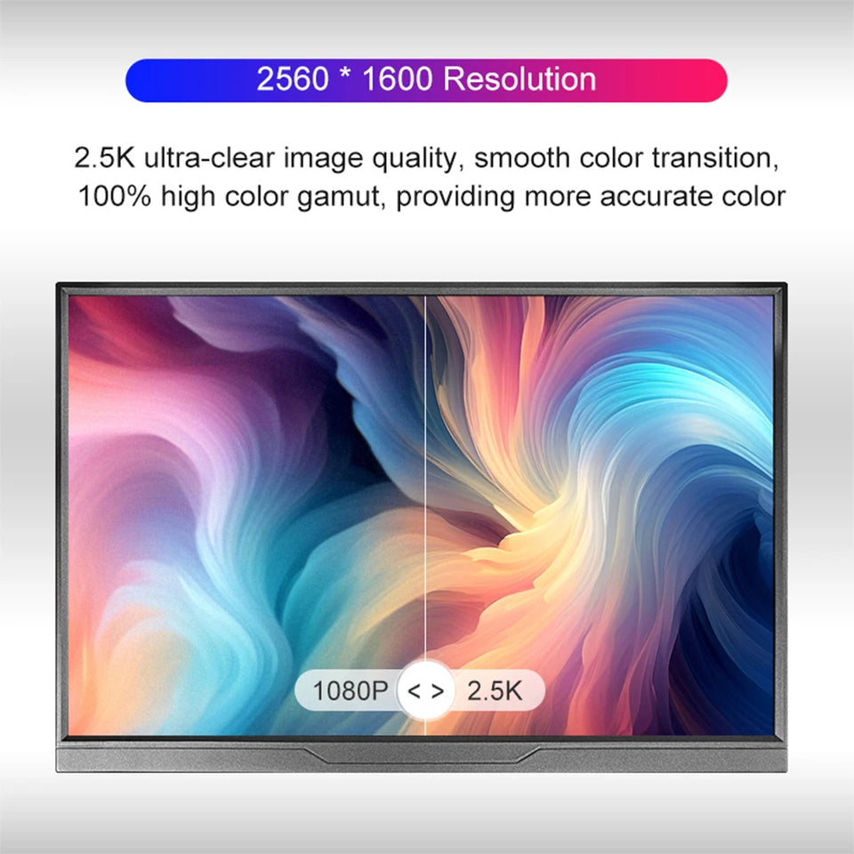 16 inch Portable Monitor 2.5K/120HZ/100%sRGB  For Laptop XBox PS4 / 5 Switch Cell Phone Computer Extension Gaming  Travel Screen