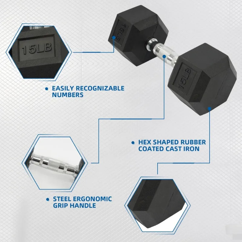 BalanceFrom 150LB Coated Hex Dumbbell Weight Set and A-Frame Storage Rack, 5-25 lbs Pairs