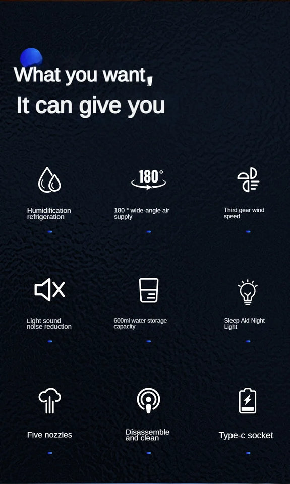 Xiaomi MIJIA 3-in-1 Portable Air Conditioners Fan With LED Night Light Household Mini Air Cooler For Office Home Adjustable Fan