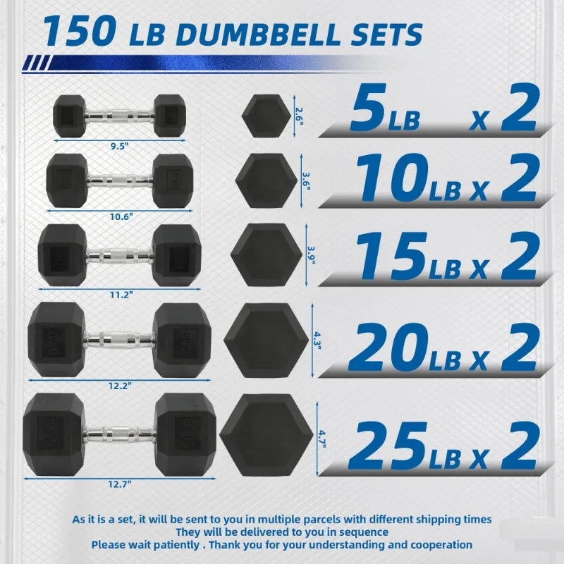 BalanceFrom 150LB Coated Hex Dumbbell Weight Set and A-Frame Storage Rack, 5-25 lbs Pairs