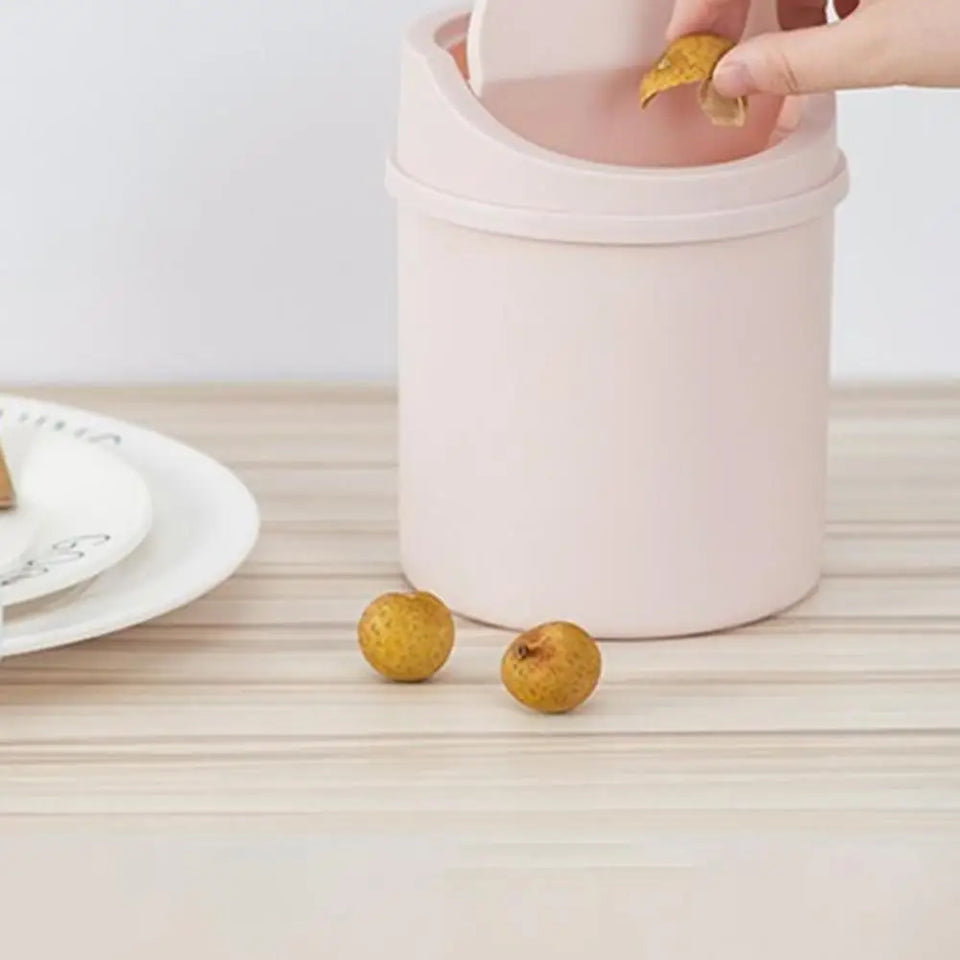 universal Waste Bin with Lid Desktop Office Organizer Storage Home Garbage Basket Container Table Trash Bin Small Trash Can