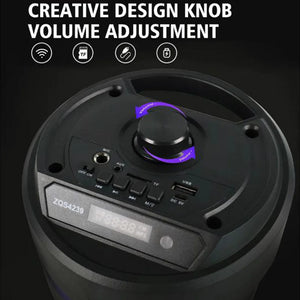 Bluetooth-Compatible Speaker Loud Boombox with Double Subwoofer Deep Bass Lights Outdoor Speaker Support USB/TF/AUX/FM/BT/MIC