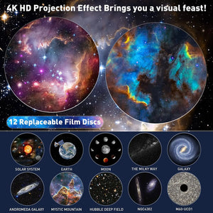 Star Projector,13 in 1 Planetarium Galaxy Projecto,360°Rotation,Mute Design,HD Image&Timing for Bedroom,Birthday,Christmas Decor