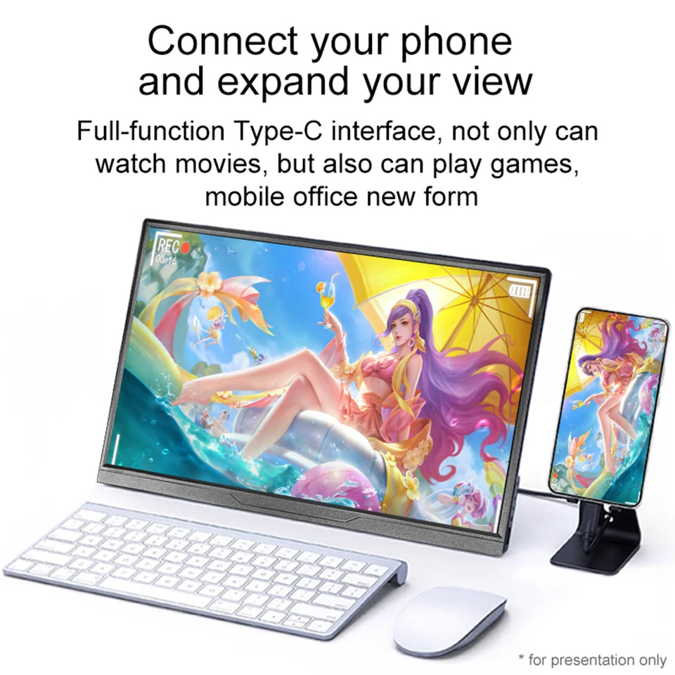 16 inch Portable Monitor 2.5K/120HZ/100%sRGB  For Laptop XBox PS4 / 5 Switch Cell Phone Computer Extension Gaming  Travel Screen