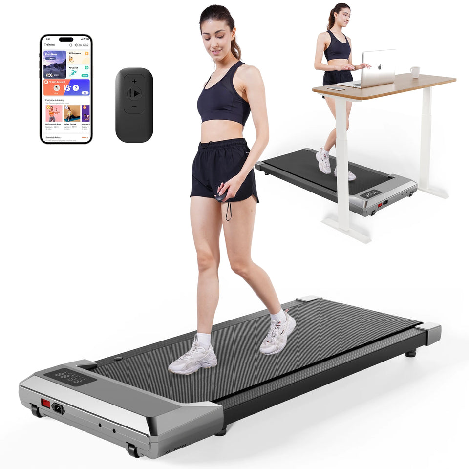 39.37inch Under Desk Treadmill 350lbs Portable Treadmills for Home/Office Walkingpad App/Remote Control LCD Screen Data Tracking