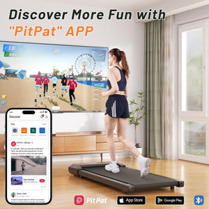 39.37inch Under Desk Treadmill 350lbs Portable Treadmills for Home/Office Walkingpad App/Remote Control LCD Screen Data Tracking