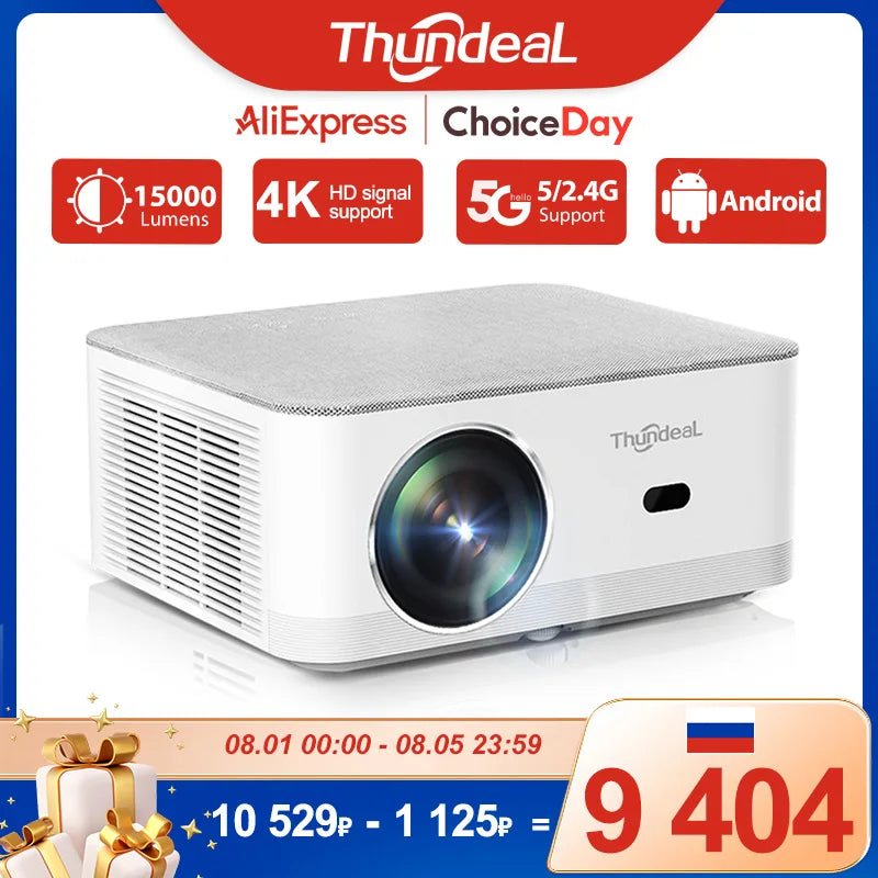 ThundeaL Portable Mini Projector TD92 Pro FHD 1080P Full HD Beam 4K Video WiFi Android Projector TD92Pro 3D Movie Home Theater