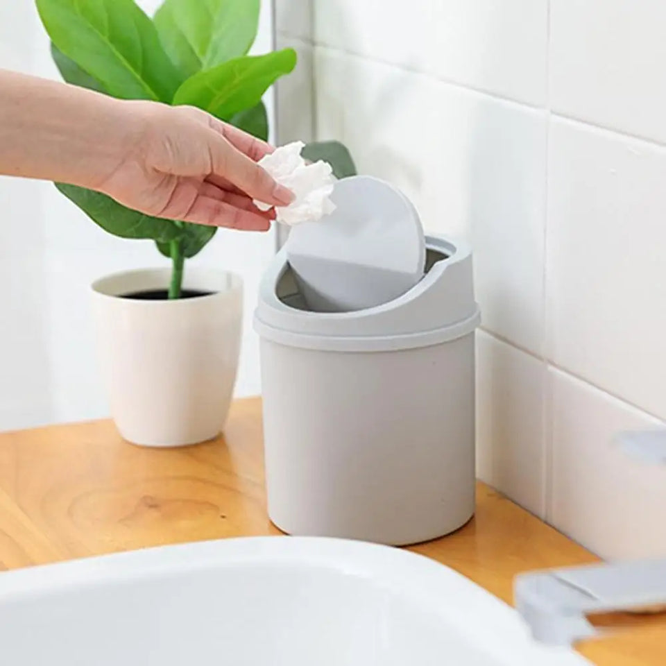 universal Waste Bin with Lid Desktop Office Organizer Storage Home Garbage Basket Container Table Trash Bin Small Trash Can