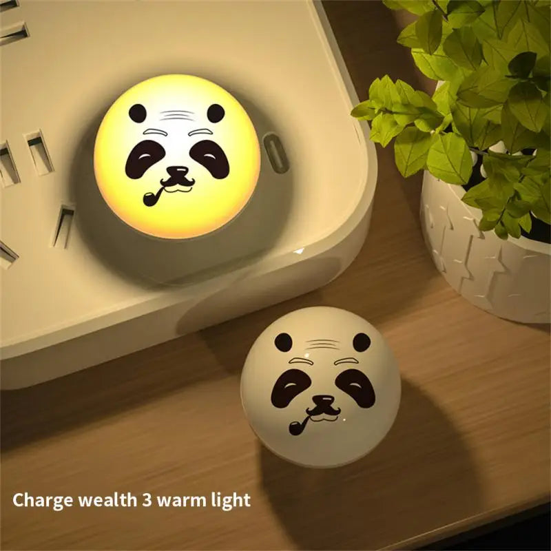 USB Plug LED Night Light Cartoon Expression Panda Mini Portable Night Lights Eye Protection Reading Book Lamp For Bedroom