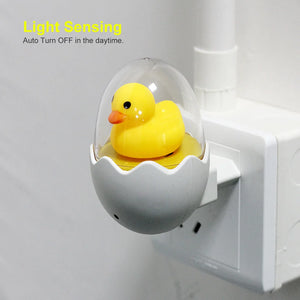 EU Plug 220V Wall Socket Lamps LED Night Light Control Sensor Cute Yellow Duck Bedroom Lamp Gift for Children