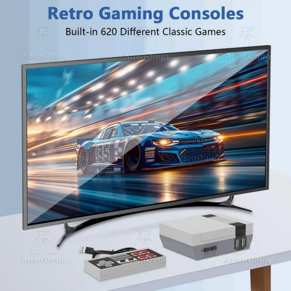 Newest 620 Games Retro TV Video Game Console Classic Emulator Two Players Family Entertainment Gaming Machine with 2 Controllers
