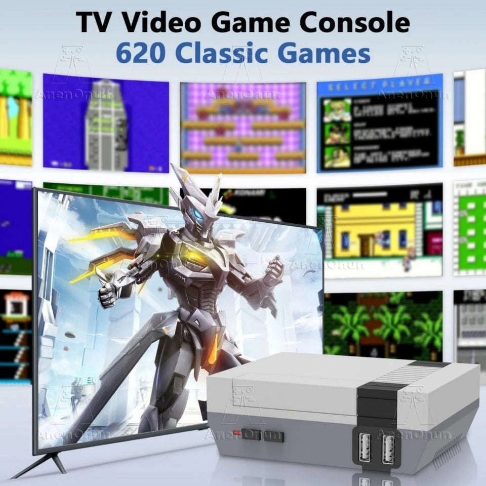 Newest 620 Games Retro TV Video Game Console Classic Emulator Two Players Family Entertainment Gaming Machine with 2 Controllers