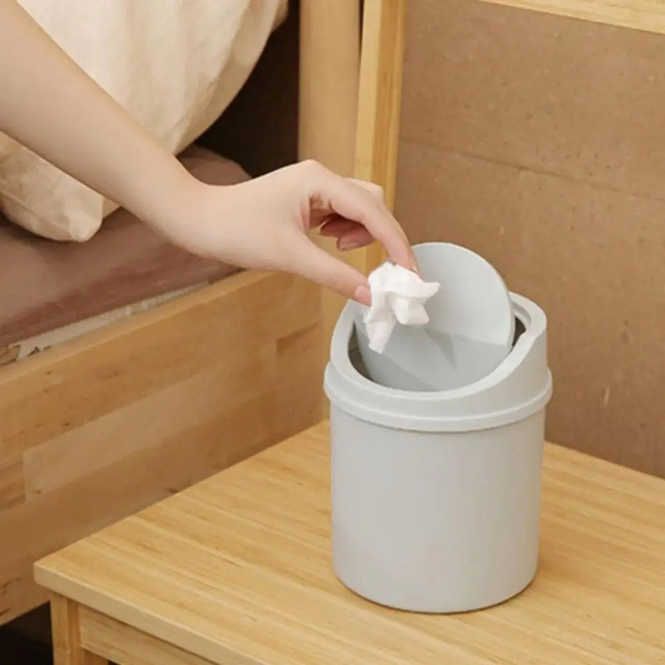 universal Waste Bin with Lid Desktop Office Organizer Storage Home Garbage Basket Container Table Trash Bin Small Trash Can