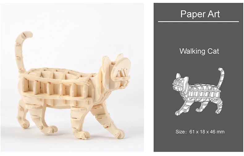 DIY 3D Wooden Puzzle Model Animal Montessori Toys for Children Crafts Dachshund Skeleton Assembly Gift Set for Kids Adults Teens
