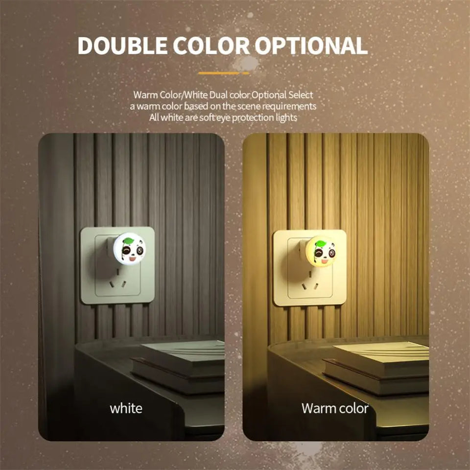 USB Plug LED Night Light Cartoon Expression Panda Mini Portable Night Lights Eye Protection Reading Book Lamp For Bedroom