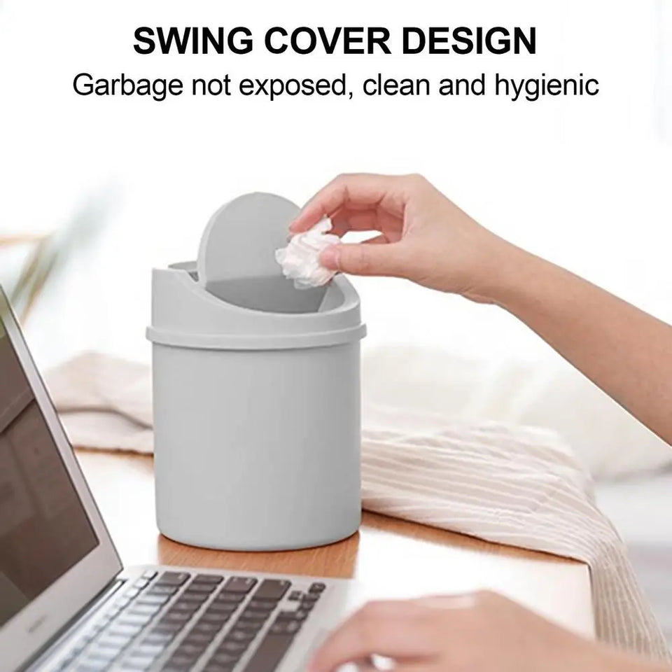 universal Waste Bin with Lid Desktop Office Organizer Storage Home Garbage Basket Container Table Trash Bin Small Trash Can