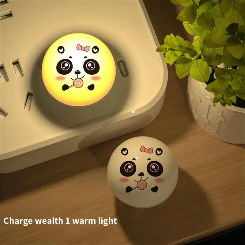 USB Plug LED Night Light Cartoon Expression Panda Mini Portable Night Lights Eye Protection Reading Book Lamp For Bedroom
