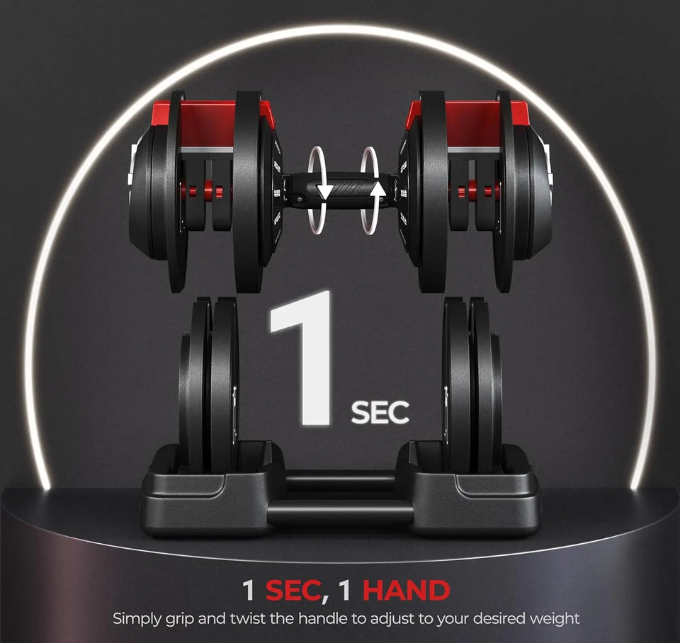 Adjustable Dumbbell Set Free Weight Dumbbells 52.5lbs/90lbs Fast Adjust Dumbbells Dumbbell Weight Set, with Tray for Men/W